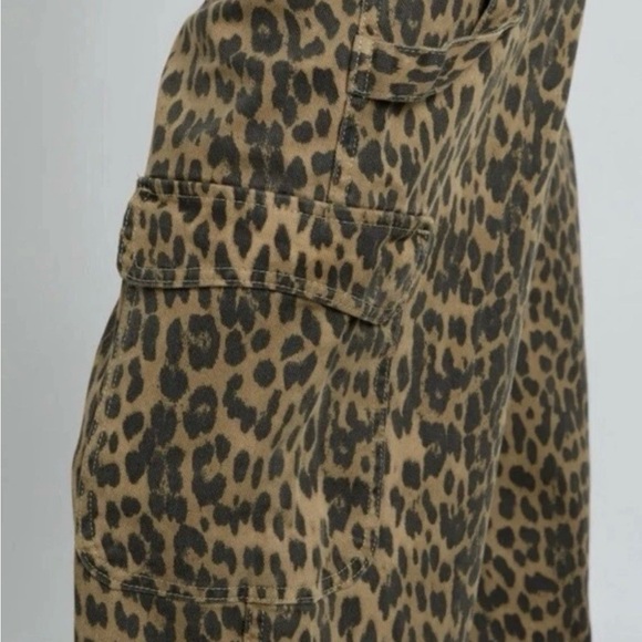 Damson Madder Brown Tan Leopard Print Wide-Leg Jeans - Picture 6 of 11